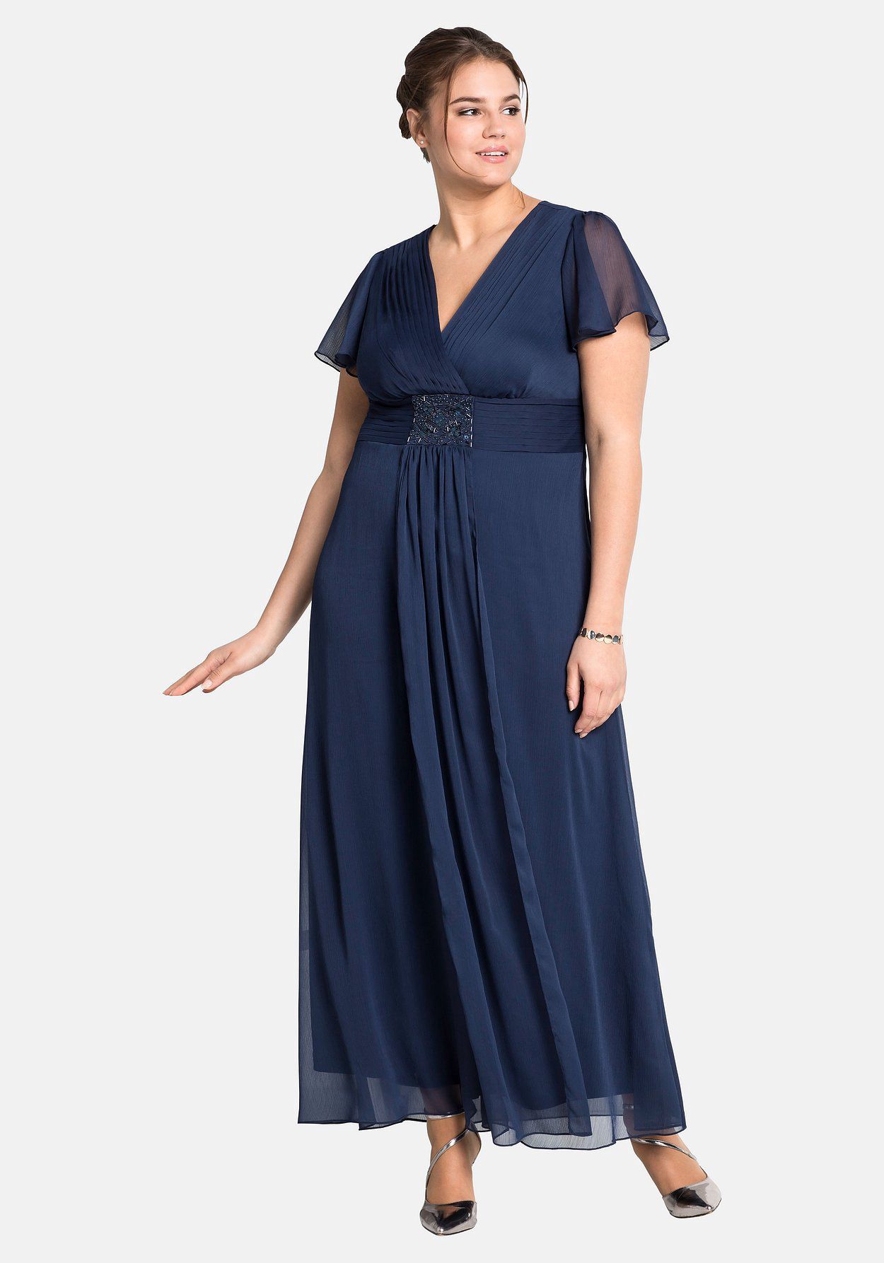 sheego Abendkleid mit Schmuckbrosche | GALERIA