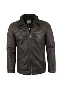 bugatti - Herren Lederjacke Lammnappa dunkelbraun - dunkelbraun