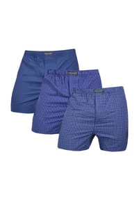 normani® - 3 Stück Herren Web Boxershorts - Blau/Pink