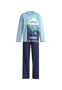 CALIDA - Kinder Pyjama aus reiner Bio-Baumwolle Kids Parkour - cascade blue