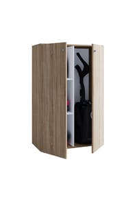 VCM. - Holz Besenschrank | 4 Fächer | Haushaltsschrank | Maße: B. 70 x H. 111 x T. 38 cm | 2 Drehtüren – Lona L - Buche