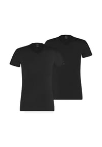 PUMA® - Herren T-Shirt, 2er Pack - Basic V-Neck, V-Ausschnitt, Kurzarm, uni - Schwarz