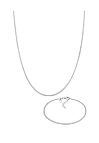 KUZZOÍ - Schmuckset Panzerarmband Kette Basic 925 Silber - Gold