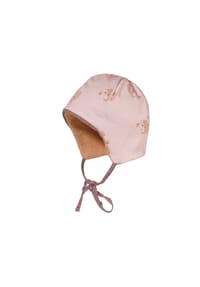 maximo® - GOTS BABY-Mütze, Jersey bedr. Teddyfutter, Bindeband - bär