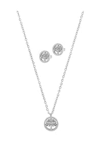 Adelia's - Edelstahl Schmuckset Lebensbaum mit Ohrringe + Halskette + Anhänger silberfarben - gold