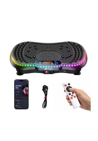 HOME FITNESS CODE - Vibrationsplatte mit LED-Licht, Bluetooth-Lautsprecher, 200 Geschwindigkeitsstufen für Zuhause - schwarz