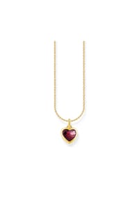 Thomas Sabo Essentials - Kette mit dunkelrotem Herz-Anhänger - gelbgoldfarben