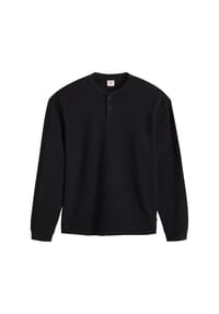 Levi's® - Herren Langarmshirt - LS Relax Button Henley, Knopfleiste, Baumwolle - Schwarz
