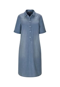 GOLDNER - Kurzgröße:  Baumwollkleid mit heller Waschung - blau