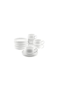 ALMINA® - Belicia Mokkatassen-Set mit Untertasse - 12-teilig aus Porzellan in - Weiß 12 x 6,5