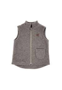 maximo® - GOTS MINI-Weste, Wollfleece  kbT, Jersey, Reißverschluss - braunmeliert