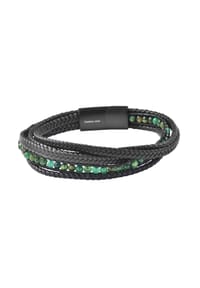 Adelia's Bold Style - Armband – Lederarmband aus Leder mit Tigerauge 23 cm - schwarz
