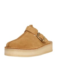 CLARKS® - Slipper TrekWedge im praktischen Slip-On Design mit Naturkreppsohle - 5255 Mid Tan Sde