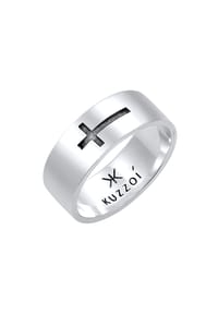 KUZZOÍ - Ring Herren Bandring Glanz Kreuz Oxidiert 925 Silber - Gold