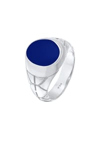 KUZZOÍ - Ring Basic Herren Siegelring Oval Emaille 925Er Silber - Gold