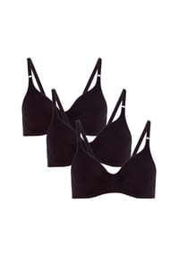 BeeDees® - Damen Bügel-BH Rock'n'Roll W (3-er Pack) im Dreierpack, aus 100% Baumwolle, mit Bügel für Komfort und Halt - schwarz