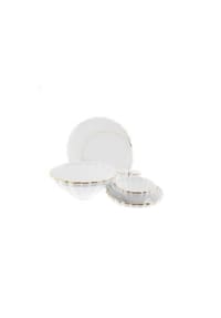 ALMINA® - 27 Teiliges Tafelservice 6 Personen in Weiß Goldumrandung - Gold OneSize