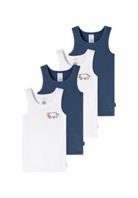 SCHIESSER - Unterhemd Fine Rib - blau,weiß