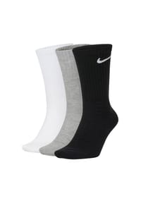 NIKE - Unisex Tennissocken, 3er Pack - Cushioned - Training Crew Socks, einfarbig, Logo - Schwarz/Grau/Weiß