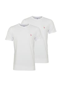 U.S. POLO ASSN. - Herren T-Shirts, 2er Pack - Rundhals, Logo-Stickerei, Baumwolle - Schwarz