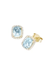 Luigi Merano® - Ohrstecker Mit Blautopas und Zirkonia, Gold 375 - hellblau