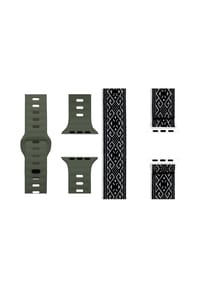 WRISTR - Smartwatch-Armband (2-tlg. Set) Nova-Motus-Solo kompatibel mit Apple Watch - Grün / Schwarz / Weiß