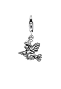 Nenalina - Charm Hexen-Anhänger Halloween Witch Besen 925 Silber - Silber