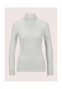 MADELEINE - Elegantes Basicshirt mit Spitze, Rollkragen - graumelange