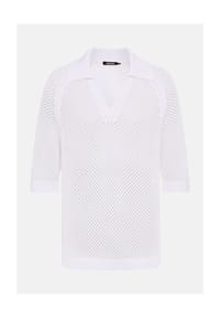 olsen - Pullover mit offenem Hemdkragen und Raglanärmeln - White