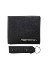 ARMANI EXCHANGE - Herren Geldbörse und Schlüsselanhänger - Barcelona Gift Set, Echtleder, 15,8x19x3cm (HxBxT) - Schwarz