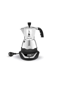 BIALETTI - Espressokocher Moka Timer 6 Tassen, Elektrisch, Silber-Schwarz, 270 ml - Silber-Schwarz