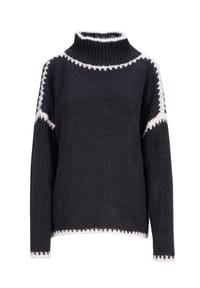 Seasons of April - Strickpullover JOLIE Damen Pullover mit Stehkragen und Farbakzenten, Jolie - Creme