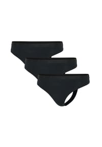 adidas - Damen Strings, 3er Pack - Sport Active Essential, Low Rise Thong, Unterwäsche, Cotton Stretch, Logo, uni - Schwarz