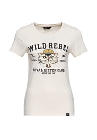 QUEEN KEROSIN - Print-Shirt mit Katzen-Artwork Royal Kitten Club - offwhite