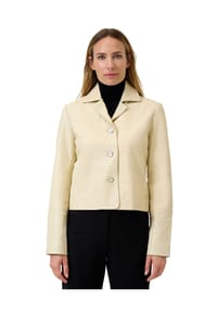 RICANO - Damen Lederjacke Esther mit Knopfverschluss und Reverskragen - Elfenbein