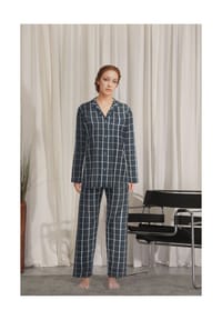 seidensticker - Schlafanzug Flannel Woven, Baumwolle, für Damen - 23  NAVY