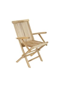 VCM. 4er Set Gartenstuhl | Klappstuhl | Hochlehner | Armlehnen | Teak Holz natur |  Maße H. 89 x B. 57 x T. 62 cm - VCM Nosala - Braun