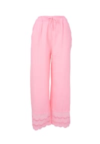Seasons of April - Stoffhose INES MUSSELIN Musselin Hose mit Lochstickerei und elast. Bund - Beige