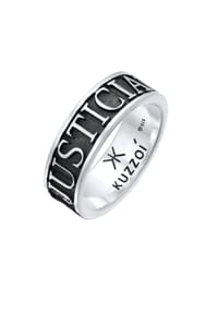 KUZZOÍ - Ring Herren Bandring Schriftzug 925 Silber Oxidiert - Gold