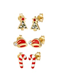 elli. - Ohrringe Christmas 3Er Set 925 Silber, Mit Kristallen Von Swarovski® - Gold
