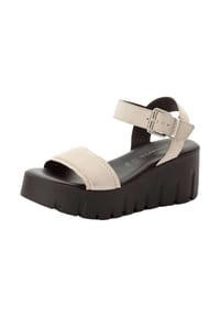 Tamaris - Veloursleder Sandalen - Beige/Schwarz