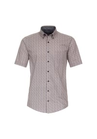 CASAMODA - Herren Freizeithemd Kurzarm Print Casual Fit - Braun