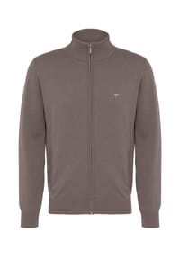 FYNCH-HATTON® - Strickjacke, Stehkragen, uni, für Herren - taupe
