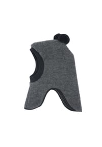 maximo® - GOTS MINI-Schlupfmütze Wollfleece, Pompons, Jerseyfutter - braunmeliert