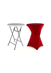 VCM. - Klapptisch | Partytisch mit Husse | Tisch rund | Gartentisch klappbar | Bartisch 110 cm rund - Rot
