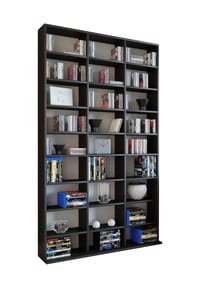 VCM. - Holzregal stehend | platzsparender CD-Schrank für 1080 CDs oder 504 DVDs | Maße:  H. 181 x B. 102 x T. 23 cm | Elegantes DVD Regal stehend | Blu-Ray Regal | CD Regal  Megosa XL - Anthrazit / Honig-Eiche
