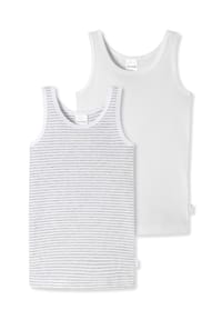 SCHIESSER - Unterhemd / Top 2er Pack Kids Girls Feinripp Organic Cotton - Weiß / Hellrosa