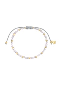 GLANZSTÜCKE MÜNCHEN - Armband Edelstahl gelbgold Textil (grau) Mondstein weiß - gelbgold