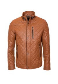 Lolus - Lederjacke Jack Cognac Dunkelbraun Gesteppte Herren Jacke aus Lammnappa Leder - Cognac Dunkelbraun