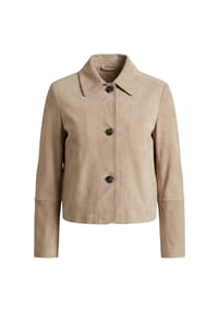 RICANO - Damen Lederjacke Jeena im Bolero-Stil mit Hemdkragen - Beige